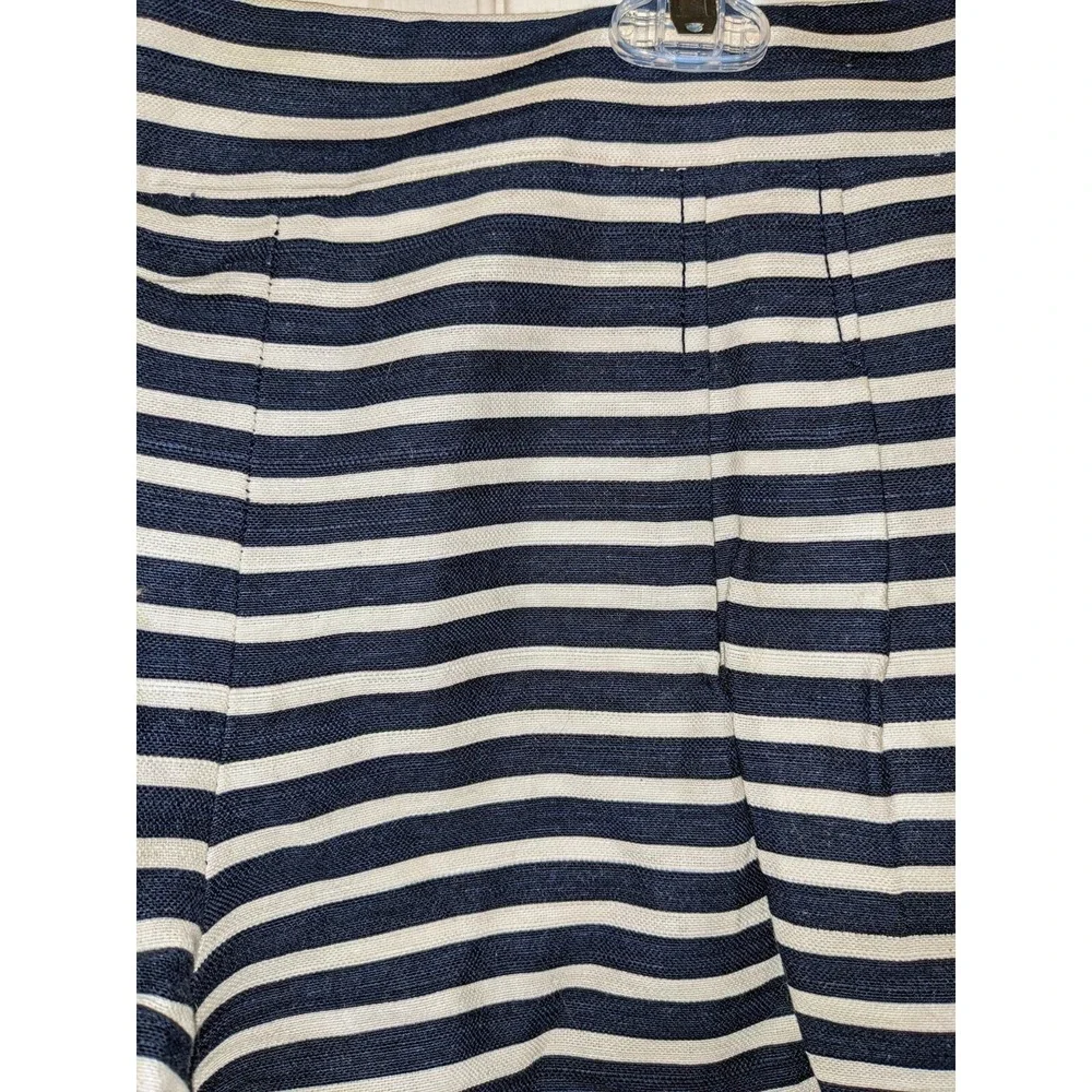 J. Crew Womens Striped Pleated Shorts Size‎ 10 Navy Blue White Career